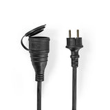 Hosszabbító kábel M - F | F típus (CEE 7/7) | Földelt csatlakozó | 15.0 m | 3680 W | 250 V - 50/60 Hz | Földelés típusa: Oldal Érzékelő | Aljzat szög: 90 ° | IP44 | H07RN-F 3G1.5 | Eszköz táp kimeneti csatlaakozó(k): 1 | Fekete