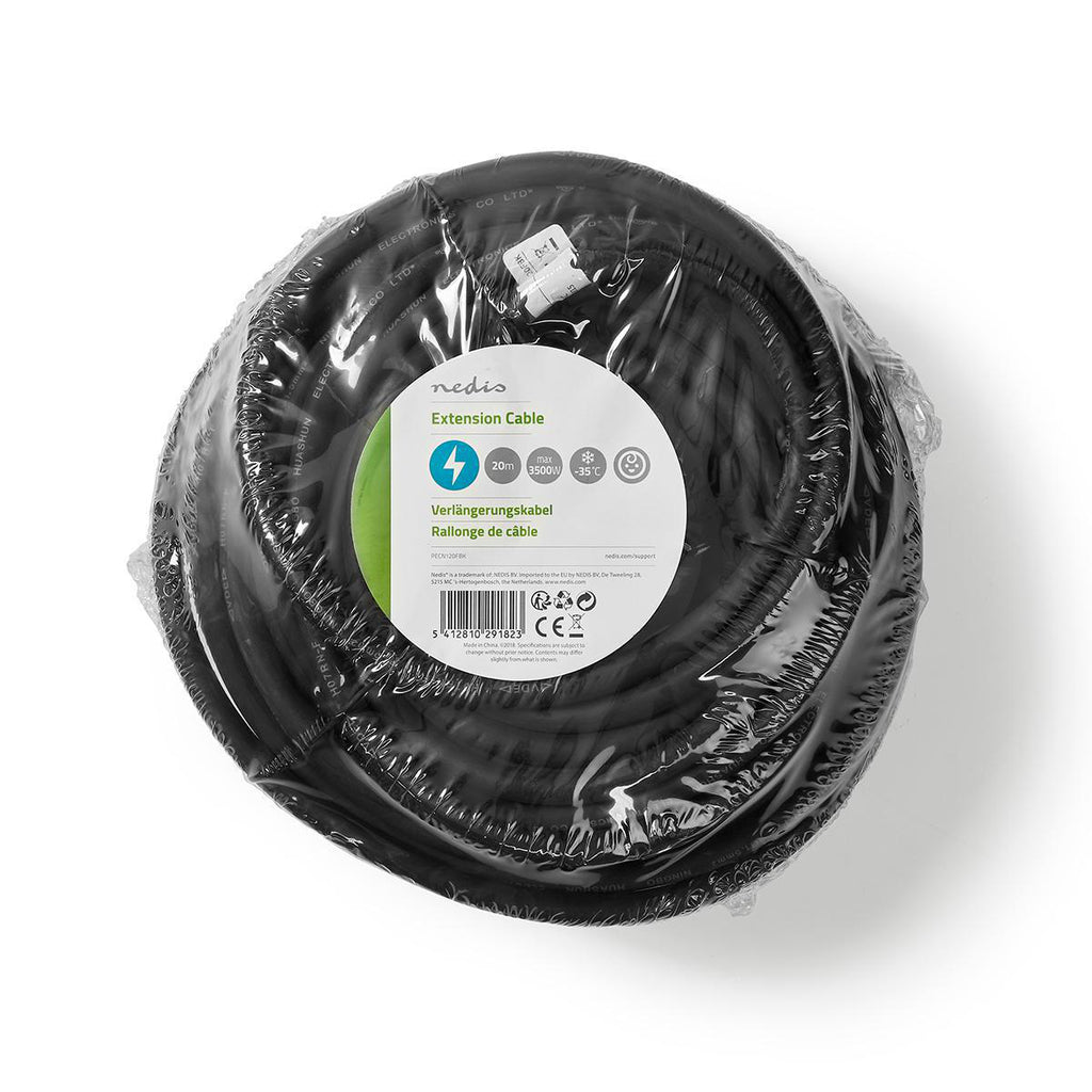Hosszabbító kábel M - F | F típus (CEE 7/7) | Földelt csatlakozó | 20.0 m | 3680 W | 250 V AC 50/60 Hz | Földelés típusa: Oldal Érzékelő | Aljzat szög: 90 ° | IP44 | H07RN-F 3G1.5 | Eszköz táp kimeneti csatlaakozó(k): 1 | Fekete