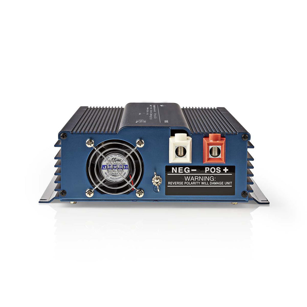 Inverter tiszta szinuszos | Bemeneti feszültség: 12 VDC | Eszköz táp kimeneti csatlaakozó(k): 1 | 230 V ~ 50 Hz | 1000 W | Kimenő csúcs teljesítmény: 2000 W | Aljzat típusa: F (CEE 7/3) | Csavaros Kapocs | Hatékonyság: 85 % | Tiszta Szinusz Hullám | Bizto