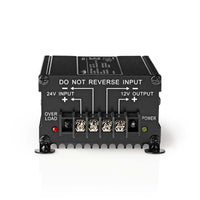 Teljesítmény Converter | Autós 12V Táp | 24 VDC | Kimeneti feszültség: 12 VDC | 120 W | Csavar Csatlakozó | Biztosítékkal ellátva | Fekete