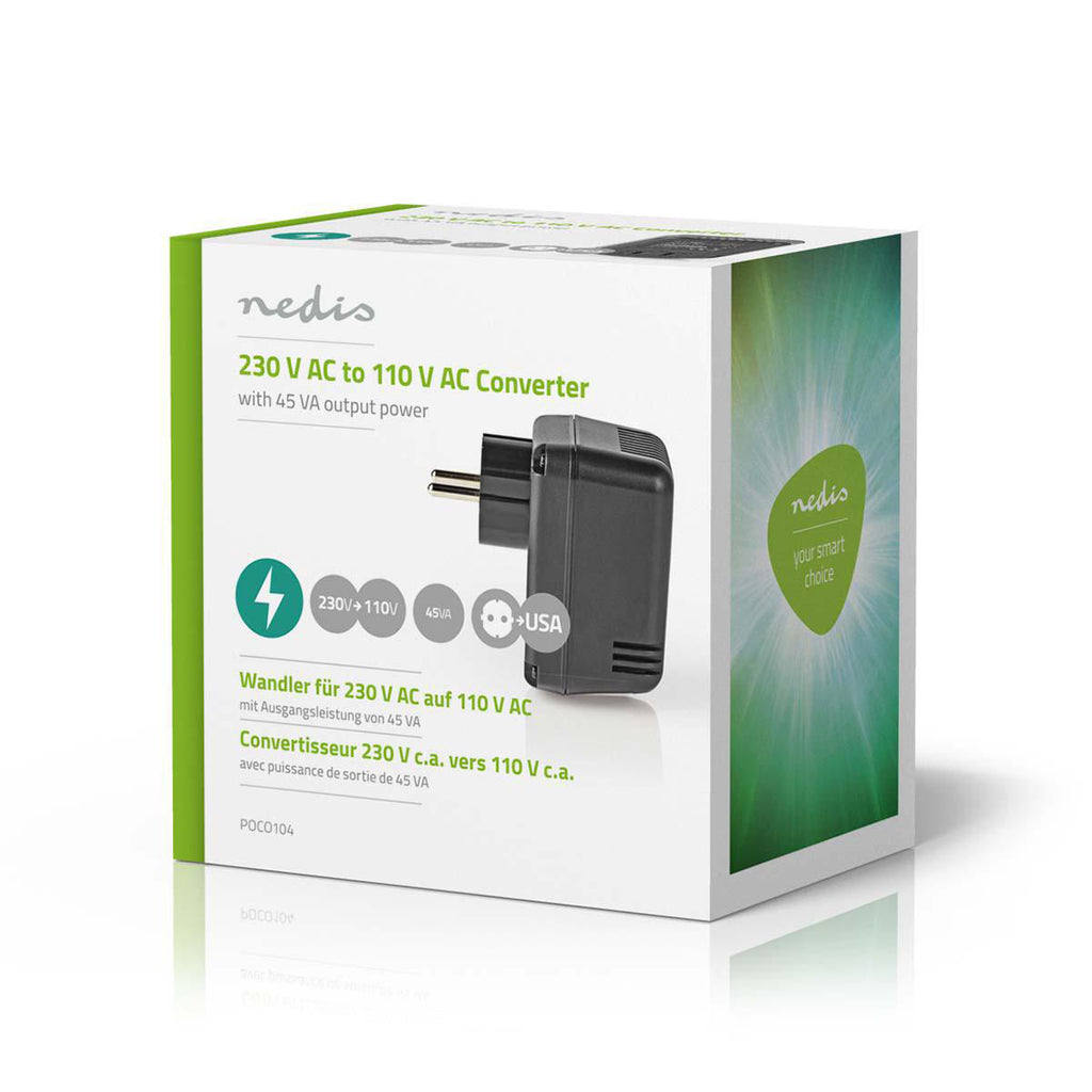 Áramátalakító | 230 V AC - 110V AC | 45 W | Földeletlen USA Kimenet