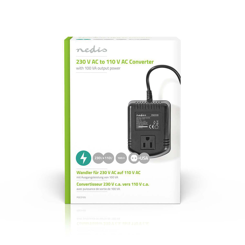 Áramátalakító | 230 V AC - 110V AC | 100 W | Földelt USA Kimenet