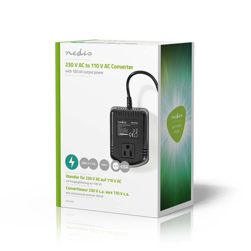 Áramátalakító | 230 V AC - 110V AC | 100 W | Földelt USA Kimenet