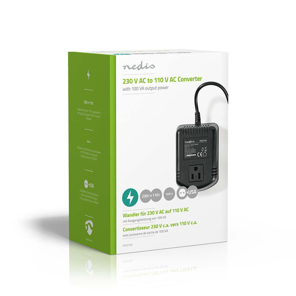 Áramátalakító | 230 V AC - 110V AC | 100 W | Földelt USA Kimenet