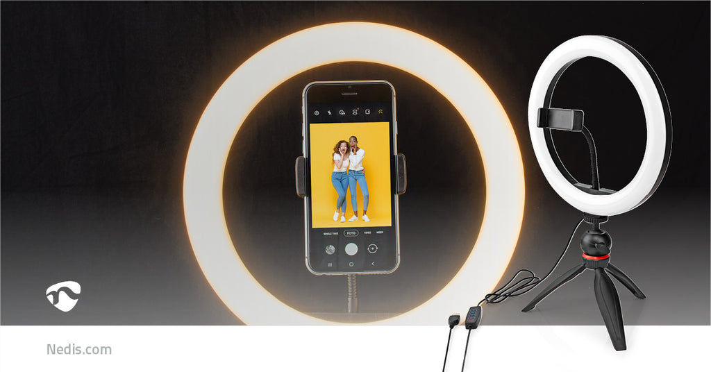 Gyűrűs Fény | 10 inch | 120 LED's | 2700 - 6700 K | Háromlábú Állvány | Fekete