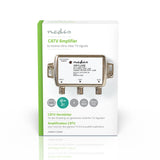 CATV erősítő | Nyereség: 12 dB | 85 - 1218 MHz | Kimenő csatlakozók száma: 2 | Visszatérési út | Ezüst-6