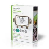 CATV erősítő | Nyereség: 12 dB | 85 - 1218 MHz | Kimenő csatlakozók száma: 2 | Visszatérési út | Ezüst-7