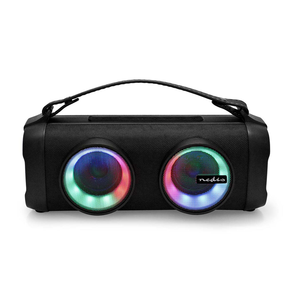 Bluetooth® Party Boombox | 5 hrs | 2.0 | 24 W | Media lejátszás: AUX / USB | Összekapcsolható | Hordozó fogantyú | Party fények | Fekete