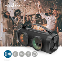 Bluetooth® Party Boombox | 5 hrs | 2.0 | 24 W | Media lejátszás: AUX / USB | Összekapcsolható | Hordozó fogantyú | Party fények | Fekete