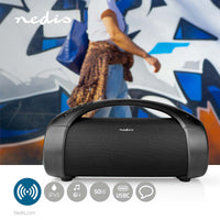Bluetooth® Party Boombox | 6 hrs | 2.0 | 50 W | Media lejátszás: AUX / USB | IPX5 | Összekapcsolható | Hordozó fogantyú | Party fények | Fekete
