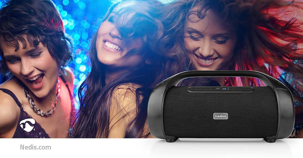 Bluetooth® Party Boombox | 9.5 óra | 2.1 | 120 W | Media lejátszás: AUX | IPX5 | Összekapcsolható | Hordozó fogantyú | Party fények | Fekete-17