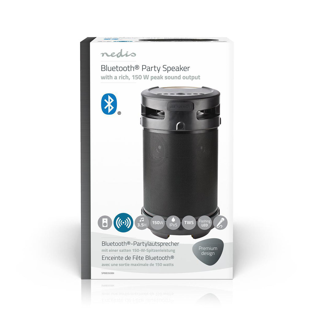 Bluetooth® Partyhangszóró | 3,5 Óra Lejátszási Idő | 150 W | IPX5 Vízálló | TWS | Fogantyú | Partyfények | Fekete