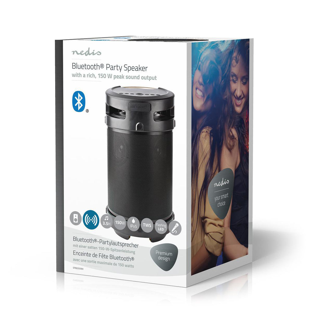 Bluetooth® Partyhangszóró | 3,5 Óra Lejátszási Idő | 150 W | IPX5 Vízálló | TWS | Fogantyú | Partyfények | Fekete