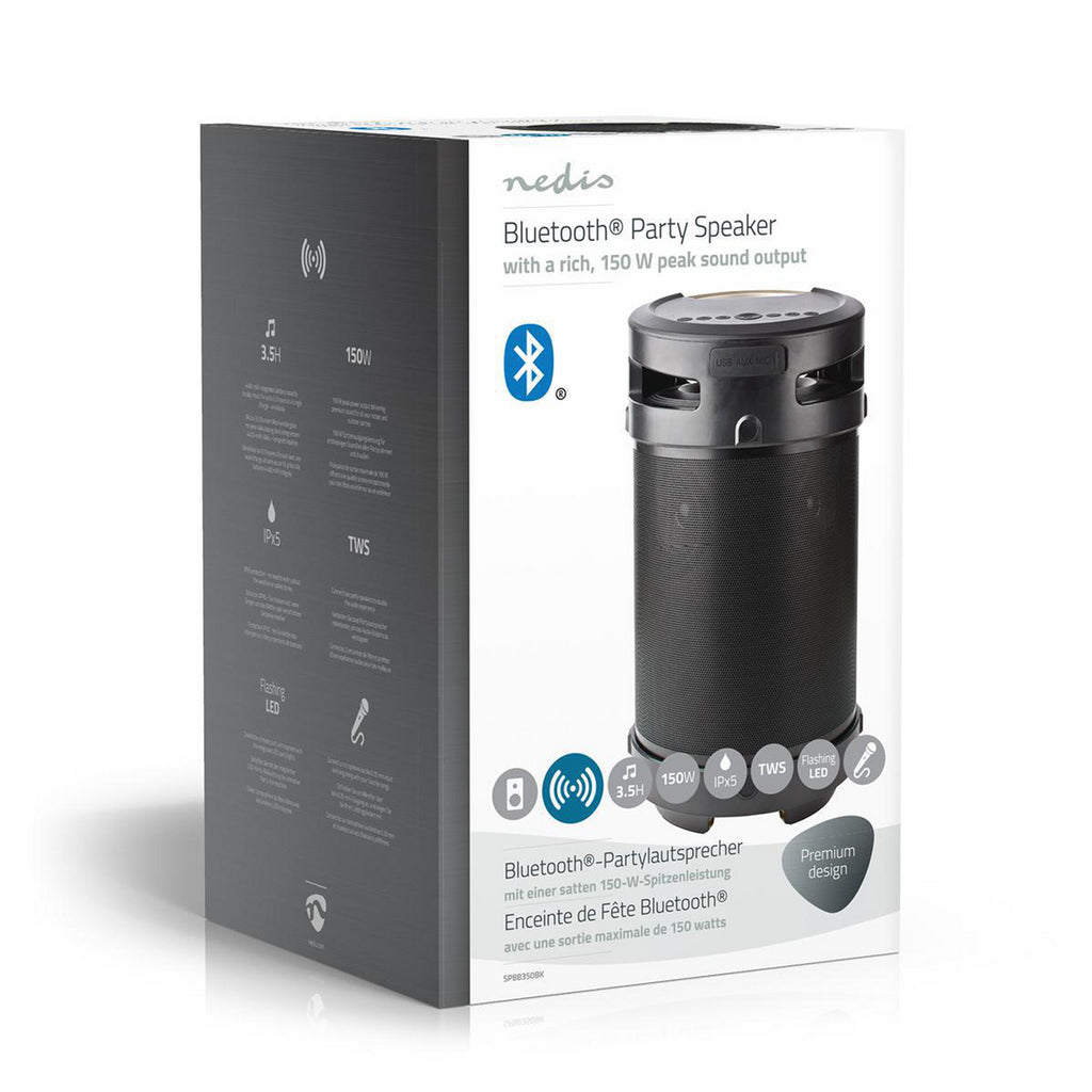 Bluetooth® Partyhangszóró | 3,5 Óra Lejátszási Idő | 150 W | IPX5 Vízálló | TWS | Fogantyú | Partyfények | Fekete