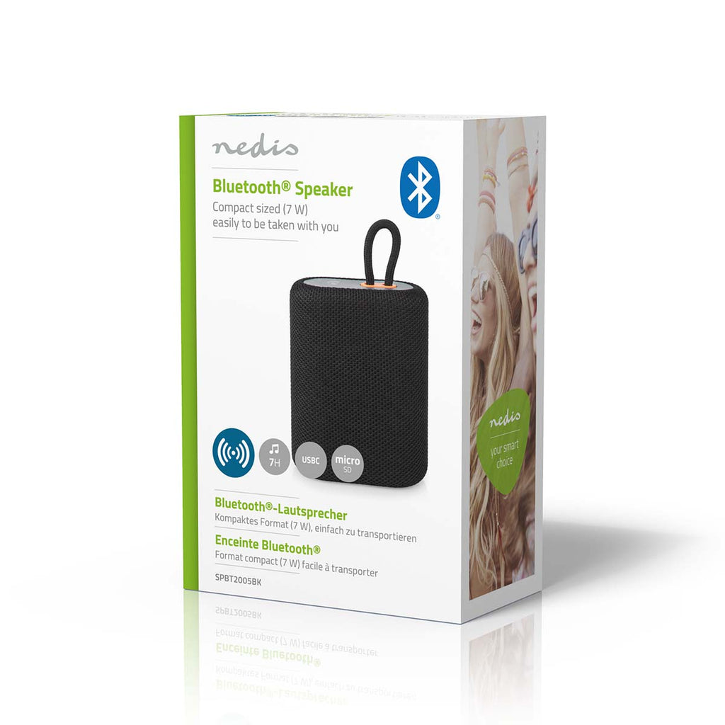 Bluetooth® hangszóró | Maximális akkumulátor lejátszási idő: 7 hrs | Kézben Tartott Változat | 7 W | Mono | Beépített mikrofon | Összekapcsolható | Fekete