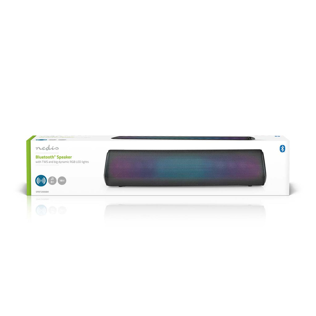 Bluetooth® hangszóró | Maximális akkumulátor lejátszási idő: 6 óra | Asztali Dizájn | 18 W | Stereo | Beépített mikrofon | Összekapcsolható | Fekete-8