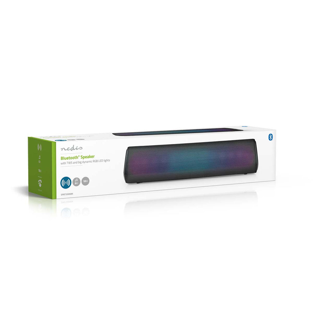 Bluetooth® hangszóró | Maximális akkumulátor lejátszási idő: 6 óra | Asztali Dizájn | 18 W | Stereo | Beépített mikrofon | Összekapcsolható | Fekete-10