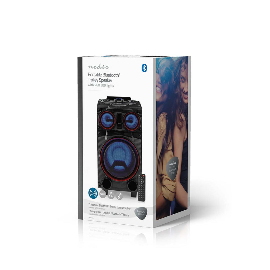 Bluetooth® party hangszóró | Maximális akkumulátor lejátszási idő: 6.5 óra | 120 W | Hordozó fogantyú | Party fények | Ekvalizer | Fekete-16
