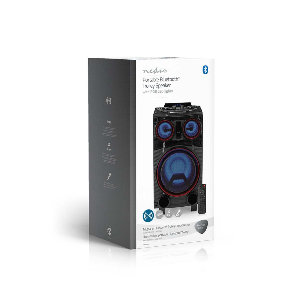 Bluetooth® party hangszóró | Maximális akkumulátor lejátszási idő: 6.5 óra | 120 W | Hordozó fogantyú | Party fények | Ekvalizer | Fekete-17