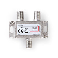 Műholdvevő elosztó | 5 - 2400 MHz | 6.0 dB | Bemenetek száma: 1 | Kimenő csatlakozók száma: 1 | Impedancia_ 75 Ohm | Zinc | Ezüst