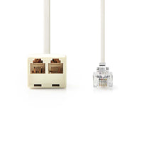 Telekommunikációs Hosszabbítókábel | RJ11 Dugasz - 2 db RJ11 Aljzat | 2,0 m | Elefántcsont