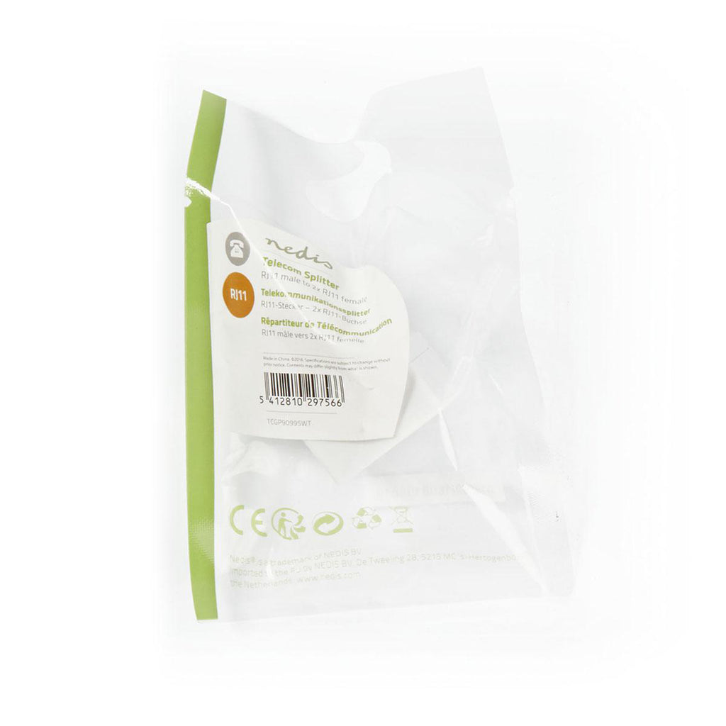 Telekommunikációs Elosztó | RJ11 Dugasz - 2 db RJ11 Aljzat | Fehér