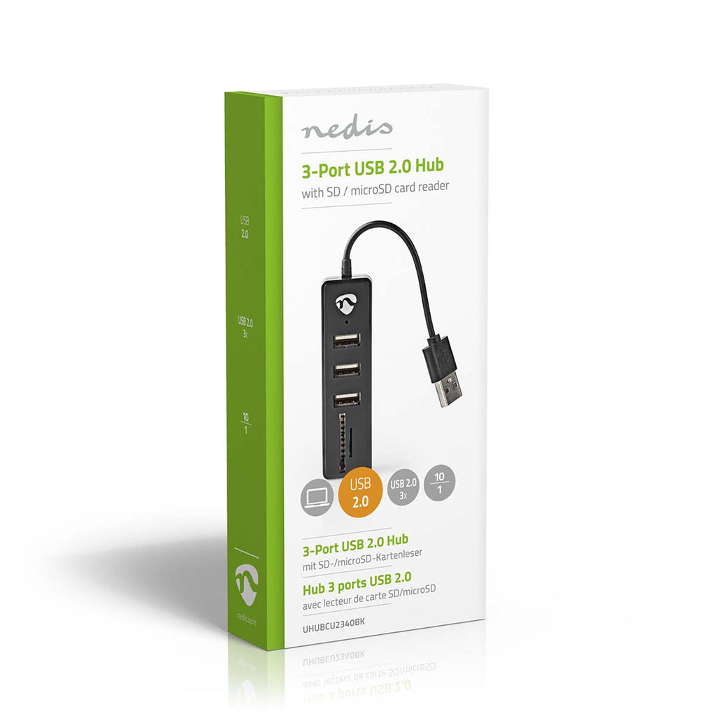 USB hub | USB-A Dugasz | USB-A Aljzat | 3-Port port(s) | USB-áramellátású | SD & MicroSD / 3x USB-5