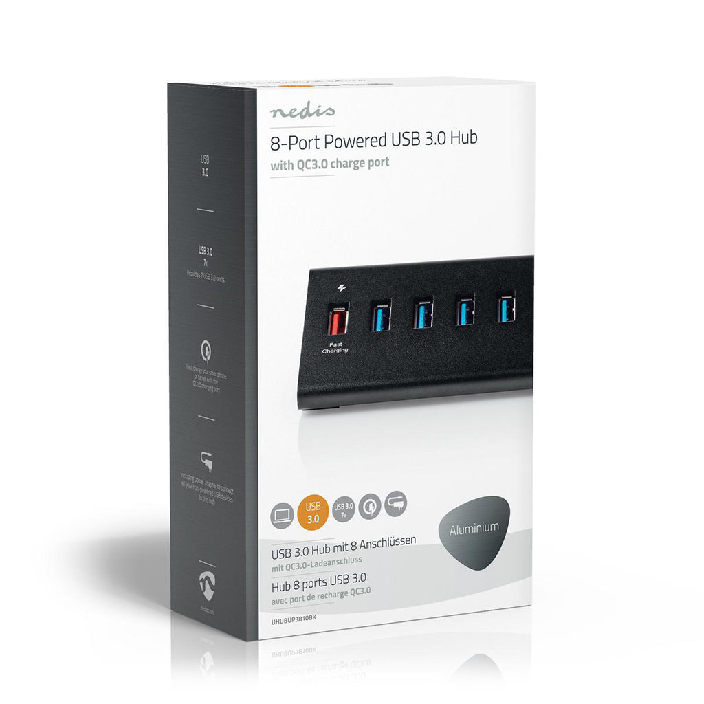 USB Hub | 8 Port | USB 3.0 Ellátású | QC3.0 | 5 Gbit/s