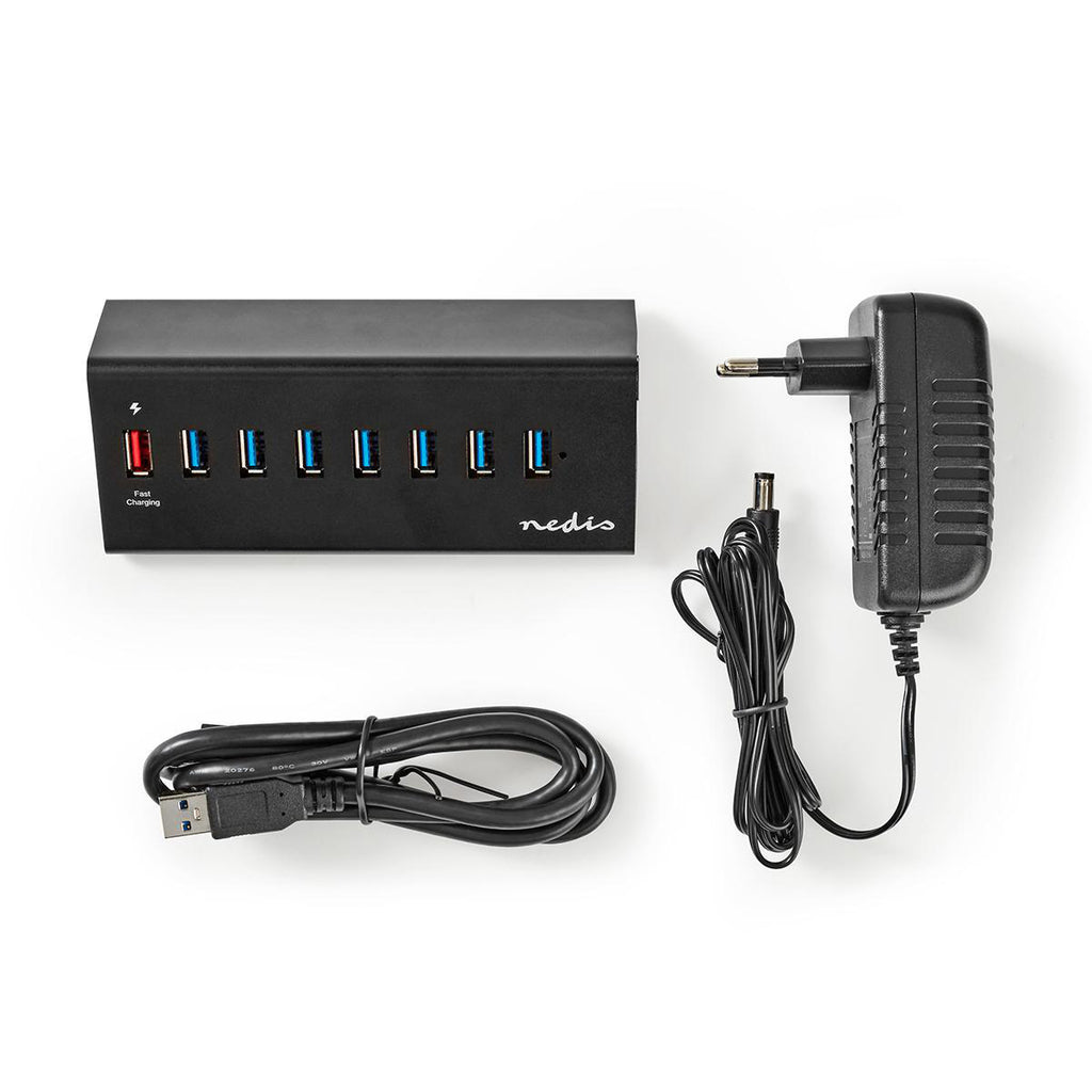 USB Hub | 8 Port | USB 3.0 Ellátású | QC3.0 | 5 Gbit/s