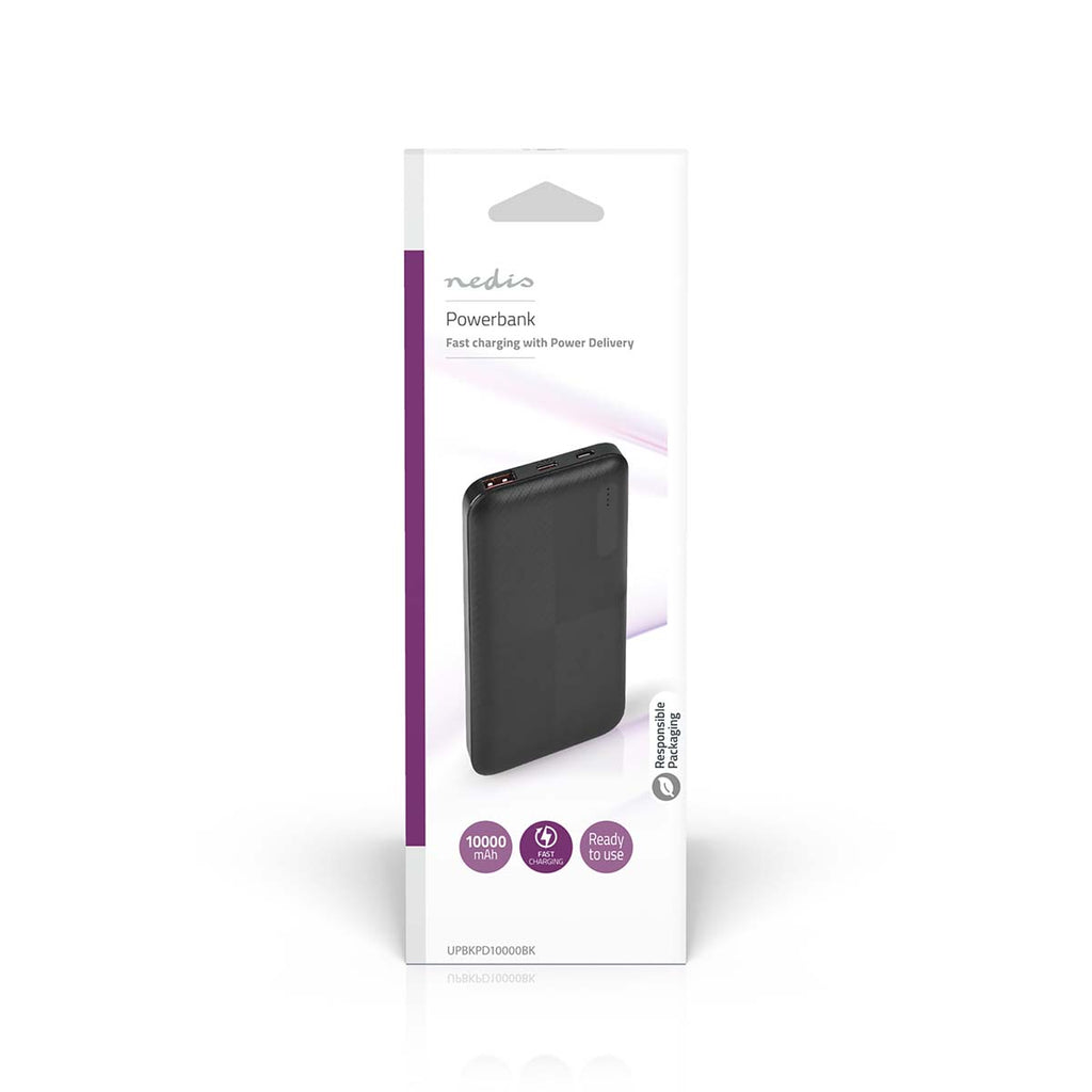 Hordozható töltő | 10000 mAh | 2x 3.0 A | Kimenő csatlakozók száma: 2 | Kimeneti kapcsolat_ 1x USB-A / 1x USB-C™ | Bemenő csatlakozók: 1x Micro USB / 1x USB-C™ | PD2.0 18W | Lítium-Polimer