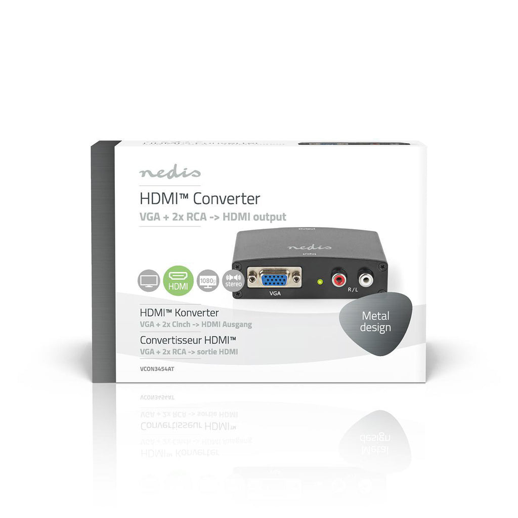 HDMI ™ Converter | VGA Female / 2x RCA Aljzat | HDMI™ Kimenet | 1 irányú | 1080p | 1.65 Gbps | Alumínium | Antracit