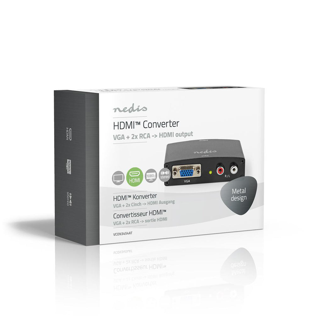 HDMI ™ Converter | VGA Female / 2x RCA Aljzat | HDMI™ Kimenet | 1 irányú | 1080p | 1.65 Gbps | Alumínium | Antracit