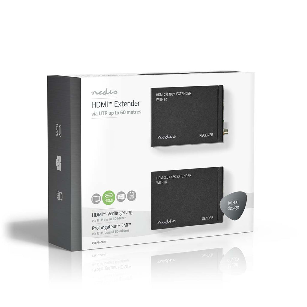 HDMI ™ Hosszabbító | Cat6-on keresztül | 60.0 m-ig | 4K@60Hz | 18 Gbps | Fém | Antracit