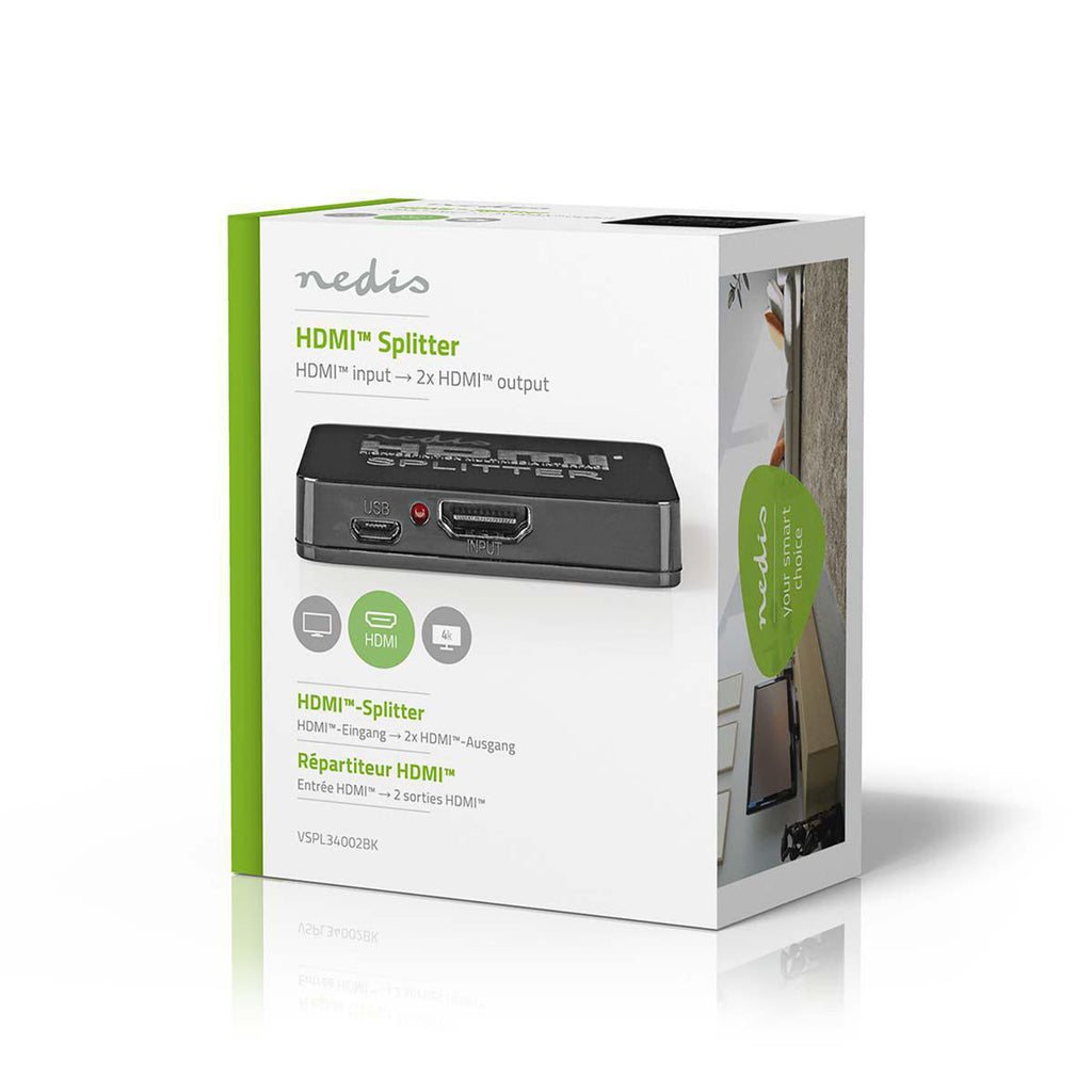 2 Port | HDMI Elosztó | Fekete