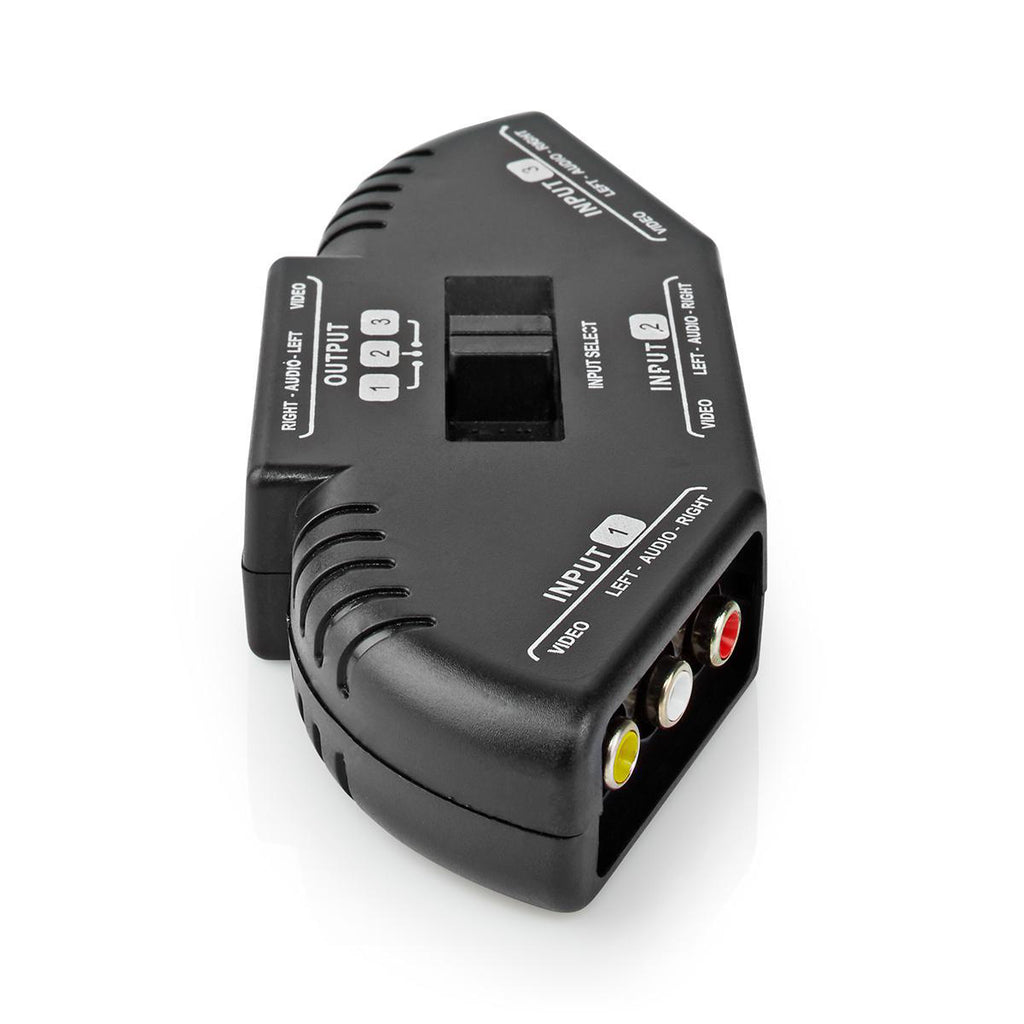 3 portos AV-kapcsoló | 3 db RCA (RWY) Bemenet - 1 db RCA (RWY) Kimenet | Fekete