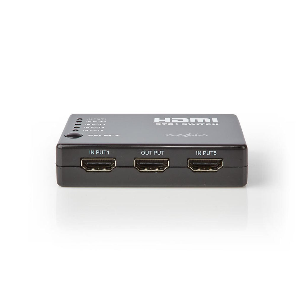 HDMI Kapcsoló | 5 Port | 5 db HDMI-bemenet | 1 db HDMI-kimenet | 1080p | ABS | Antracit | Doboz