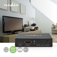 HDMI ™ Switch | 3-Port port(s) | 3x HDMI™ Bemenet | HDMI™ Kimenet | 8K@60Hz | 45 Gbps | Távvezérelt | Alumínium | Antracit