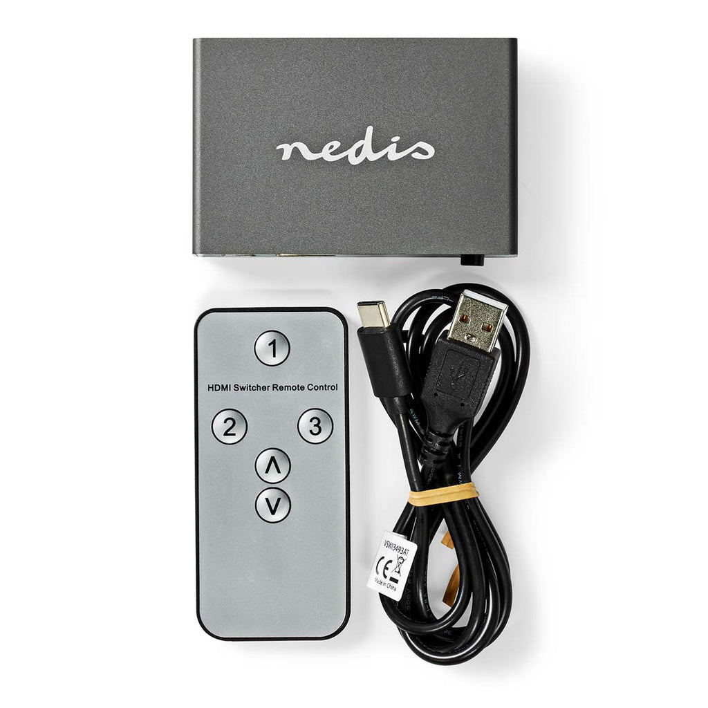 HDMI ™ Switch | 3-Port port(s) | 3x HDMI™ Bemenet | HDMI™ Kimenet | 8K@60Hz | 45 Gbps | Távvezérelt | Alumínium | Antracit