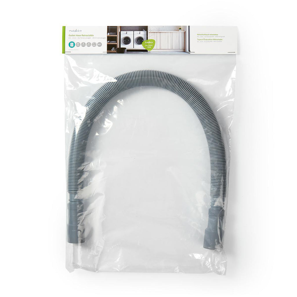 Bővíthető kivezető tömlő | 24/19 mm | 29/22 mm | 0.5 bar | 50 °C | 2.00 m | Mosógép / Tál | PVC | Szürke
