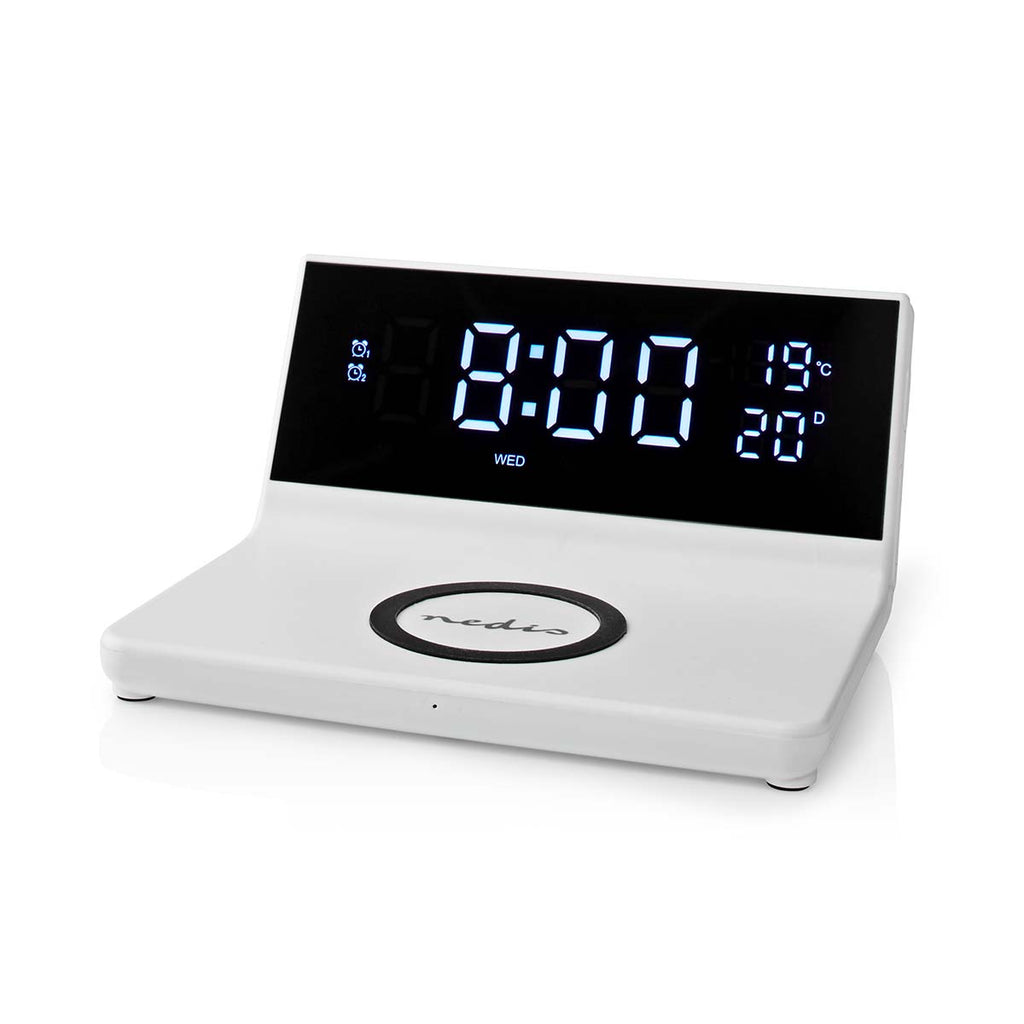 Alarm clock wireless charger | Qi szabványú | 5 / 7.5 / 10 / 15 W | USB-A Dugasz | 2 Riasztási Idők | Szundi funkció