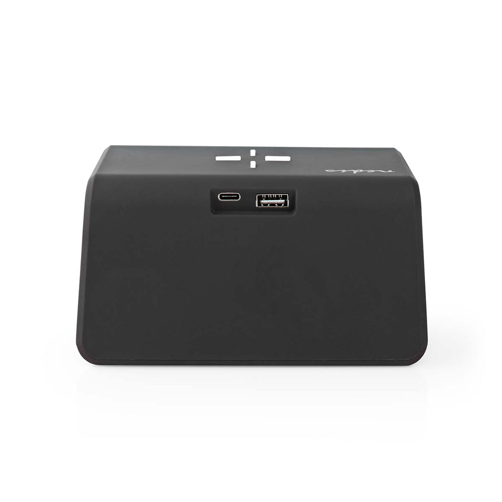 Alarm clock wireless charger | Qi szabványú | 5 / 7.5 / 10 / 15 W | USB-A Dugasz | Éjszakai Fény | 2 Riasztási Idők | Szundi funkció