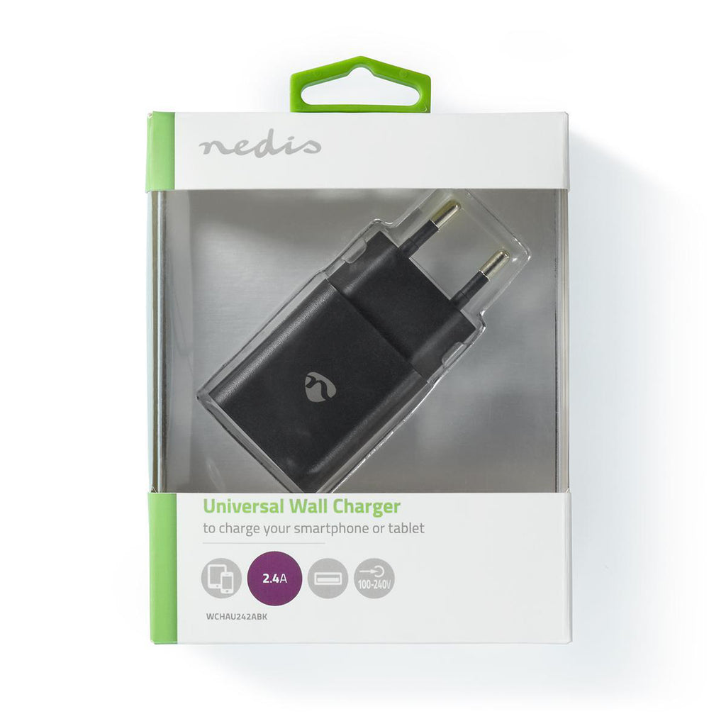 Fali Töltő | 1x 2.4 A | Kimenő csatlakozók száma: 1 | Csatlakozó típusa: 1x USB-A | Nincs Kábel Mellékelve | 12 W | Egyszerű Kimenő Feszültség