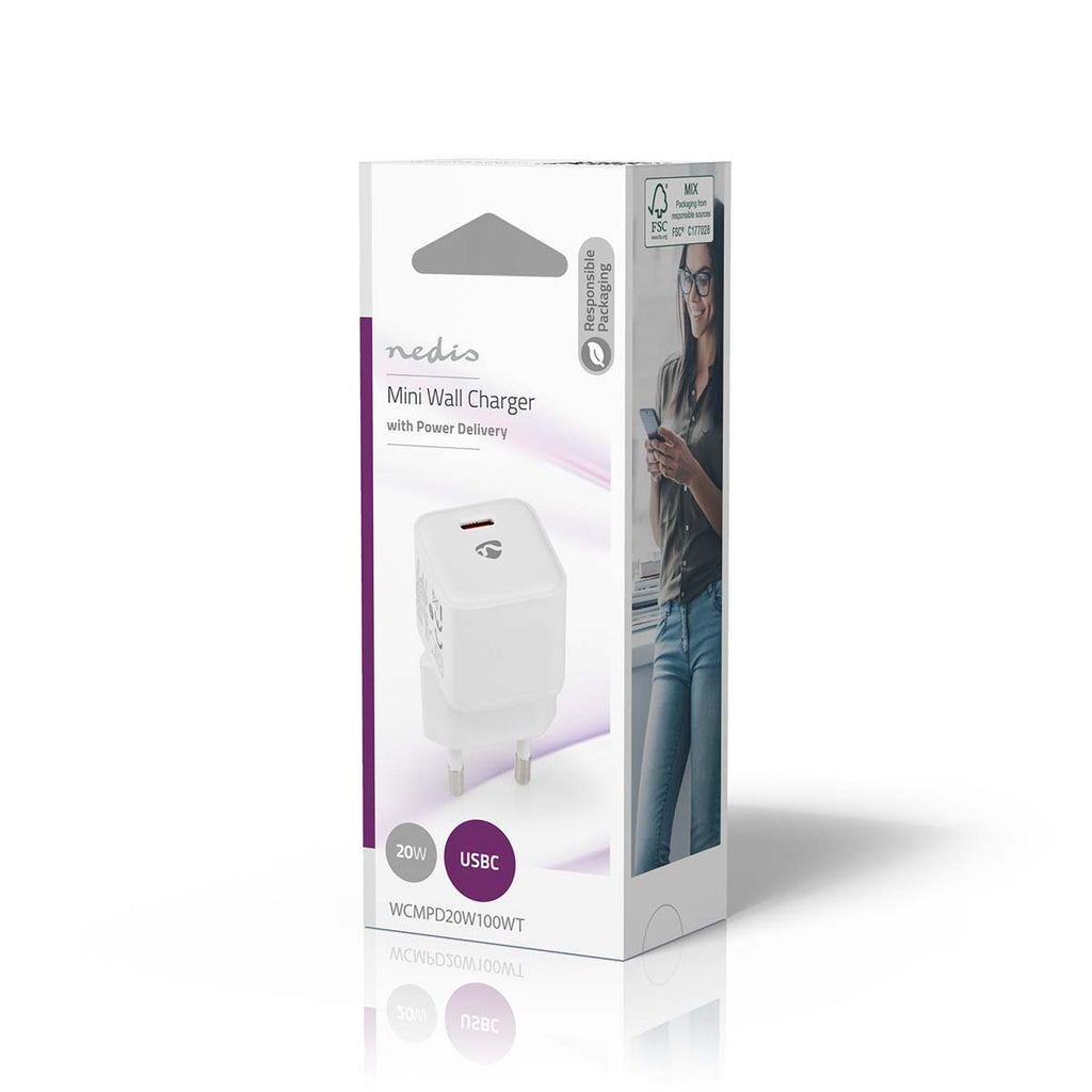 Fali Töltő | 1.67 A / 2.22 A / 3.0 A | Kimenő csatlakozók száma: 1 | USB-C™ | Maximális Kimeneti Teljesítmény: 20 W | Automatikus Feszültség Kiválasztás