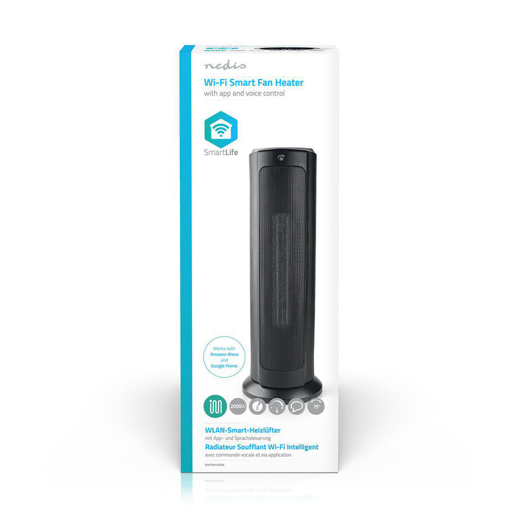 SmartLife Fűtőventilátor | Wi-Fi | Torony | 2000 W | 3 Hőbeállítások | Oszcilláló | Kijelző | 15 - 35 °C | Android™ / IOS | Fekete