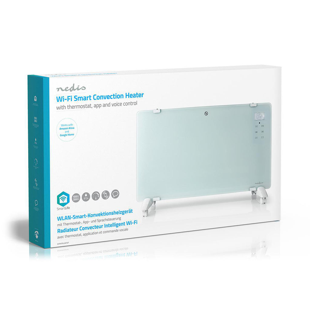 SmartLife Konvektor | Wi-Fi | Fürdőszobába alkalmas | Üveg Panel | 2000 W | 2 Hőbeállítások | LED | 15 - 35 °C | Állítható hőmérséklet | Fehér