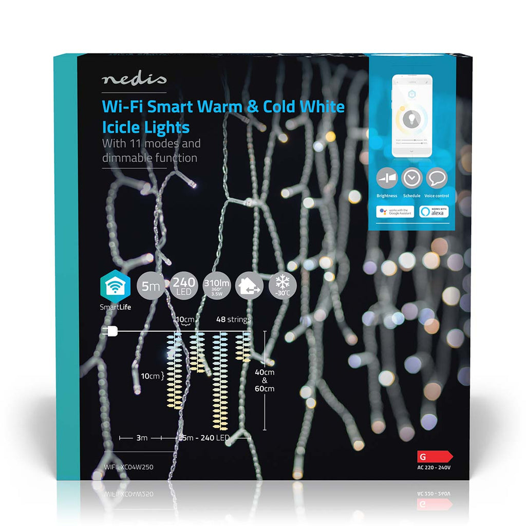 SmartLife Dekoratív LED | Jégcsap | Wi-Fi | Meleg és lehűlni fehér | 240 LED's | 5.00 m | Android™ / IOS