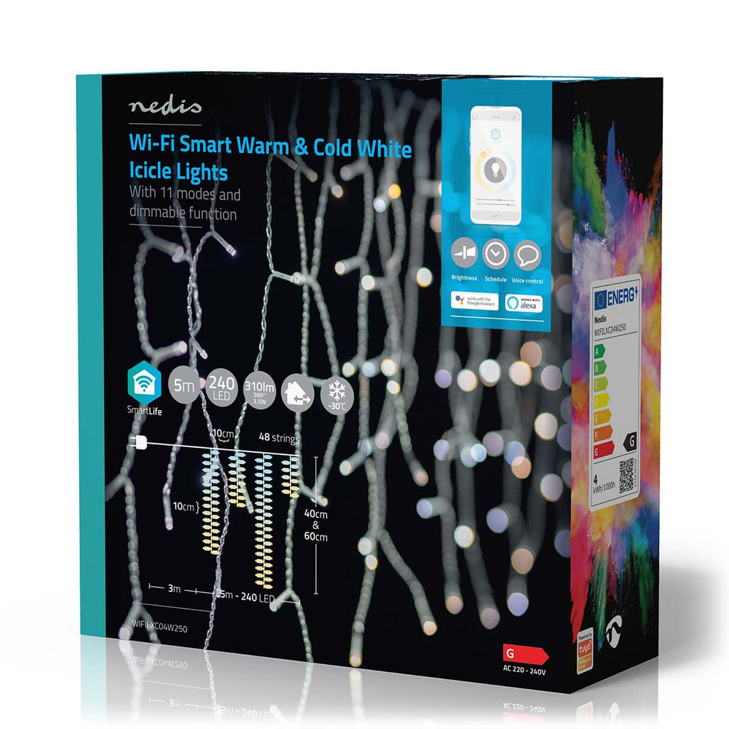 SmartLife Dekoratív LED | Jégcsap | Wi-Fi | Meleg és lehűlni fehér | 240 LED's | 5.00 m | Android™ / IOS