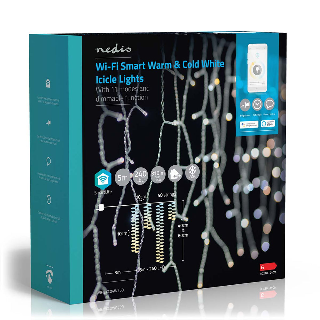 SmartLife Dekoratív LED | Jégcsap | Wi-Fi | Meleg és lehűlni fehér | 240 LED's | 5.00 m | Android™ / IOS
