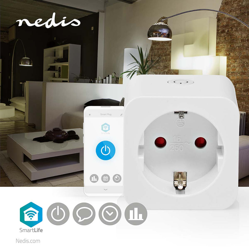 SmartLife Intelligens Csatlakozó | Wi-Fi | Teljesítmény mérő | 3680 W | Type F (CEE 7/3) | -10 - 45 °C | Android™ / IOS | Fehér