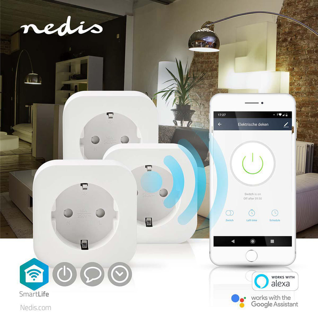SmartLife Intelligens Csatlakozó | Wi-Fi | 2500 W | Földelt csatlakozó / F típus (CEE 7/7) | -10 - 45 °C | Android™ / IOS | Fehér